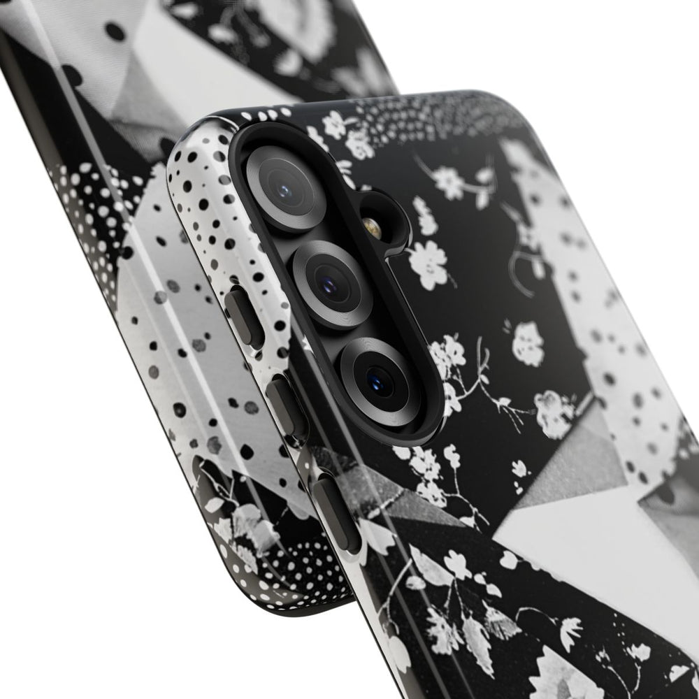 Monochrome Bloemen- en Polkadot Patchwork