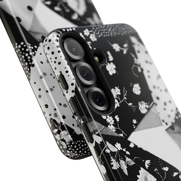 Monochrome Bloemen- en Polkadot Patchwork