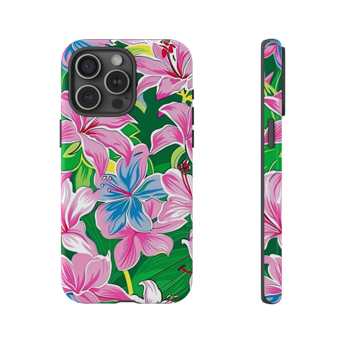 Roze en Blauwe Bloemenprint