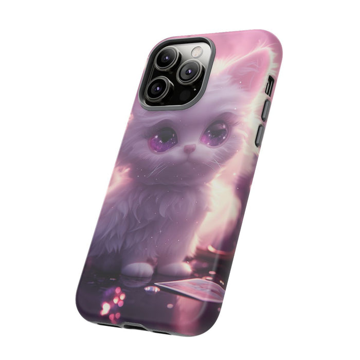 Witte Fluffy Kat met Paarse Ogen