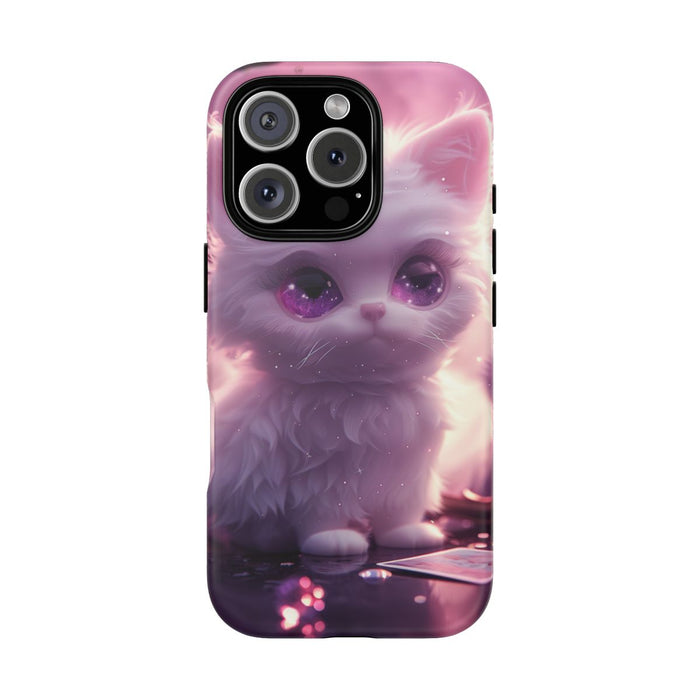 Witte Fluffy Kat met Paarse Ogen