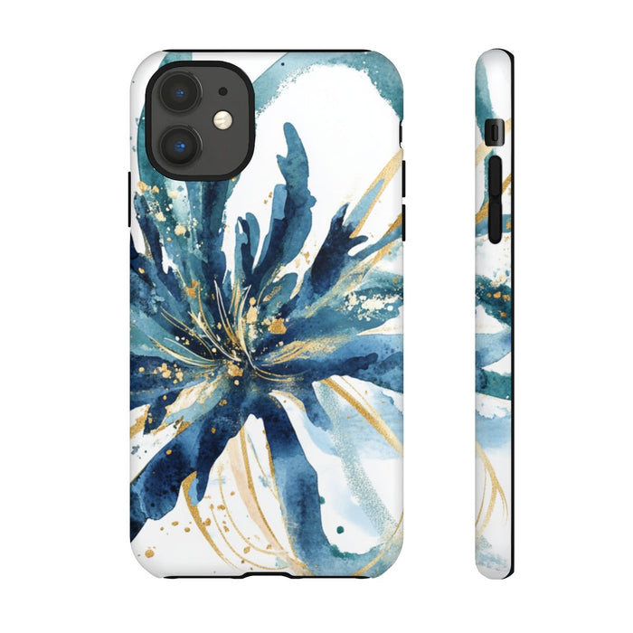 Abstracte Blauwe Bloemen Waterverf Design