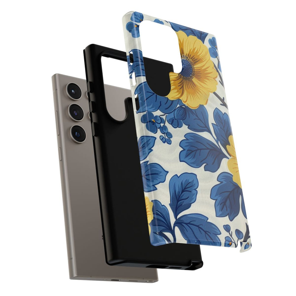 Blauw-Geel Bloemenpatroon