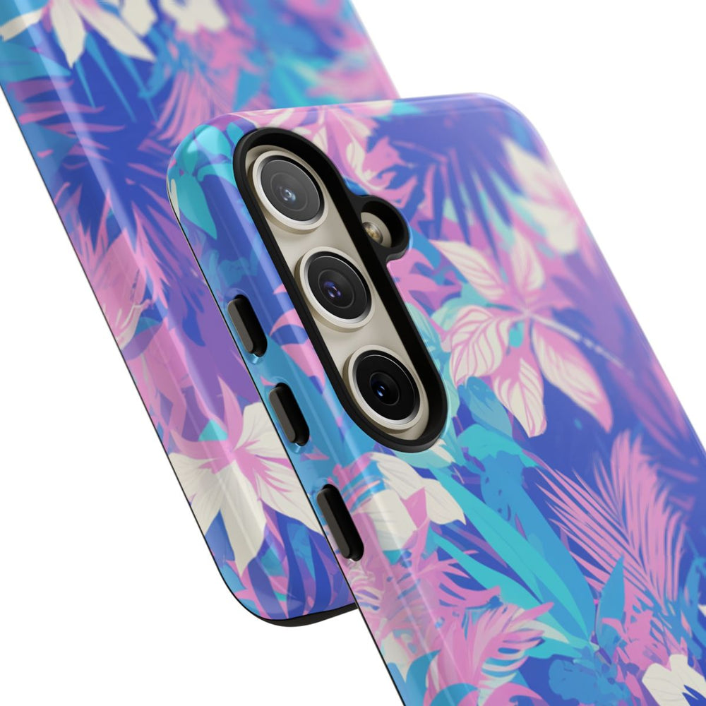 Tropisch Bloemenpatroon in Paars en Cyaan