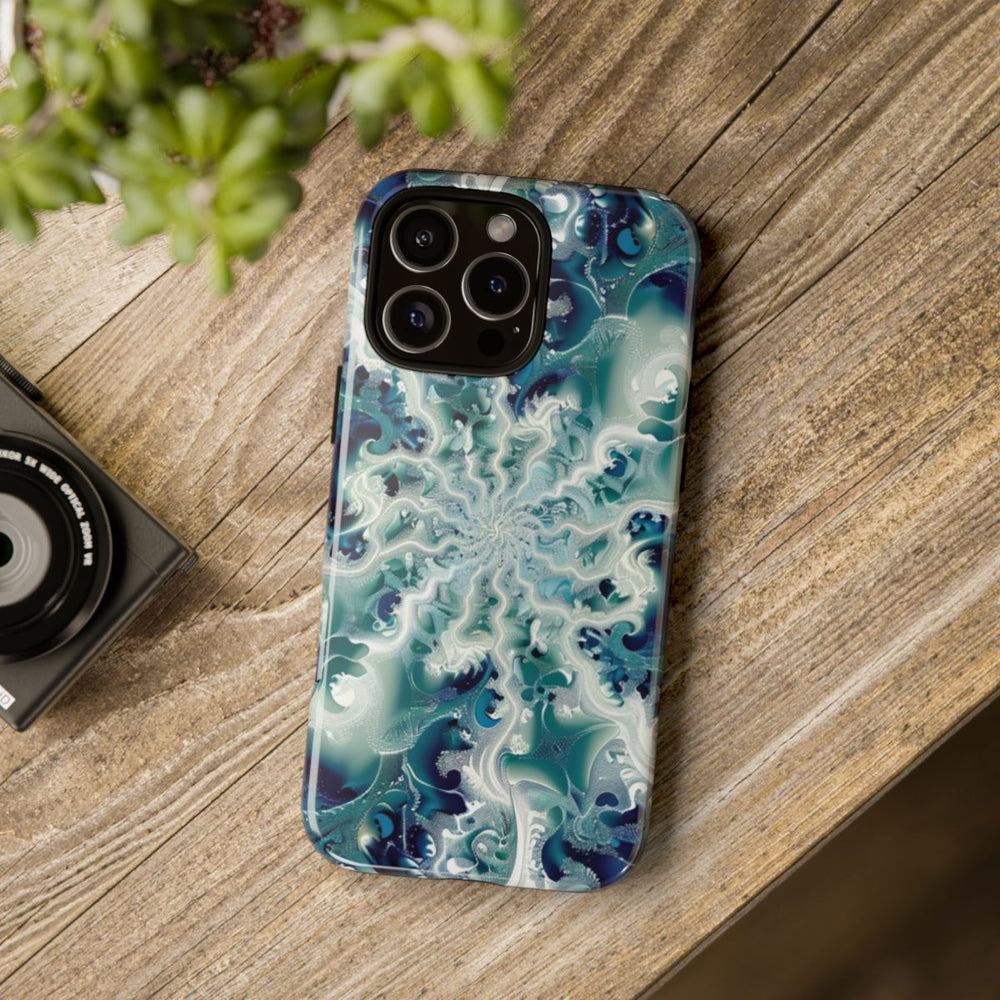 Blauw-Groene Fractalwerveling met Glans