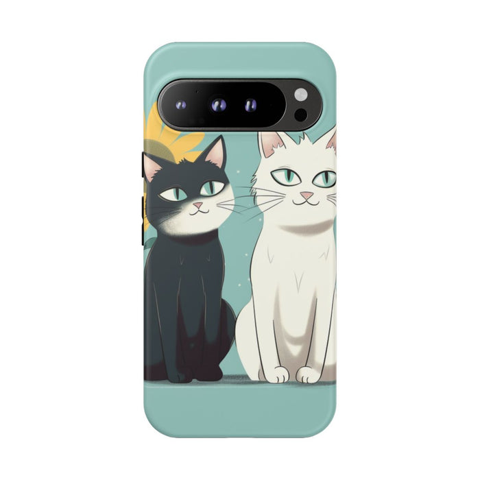 Twee Cartoonkatten met Zonnebloem