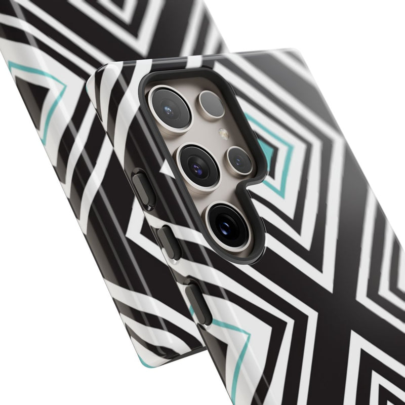 Geometrisch Zwart-Turquoise Diamantpatroon
