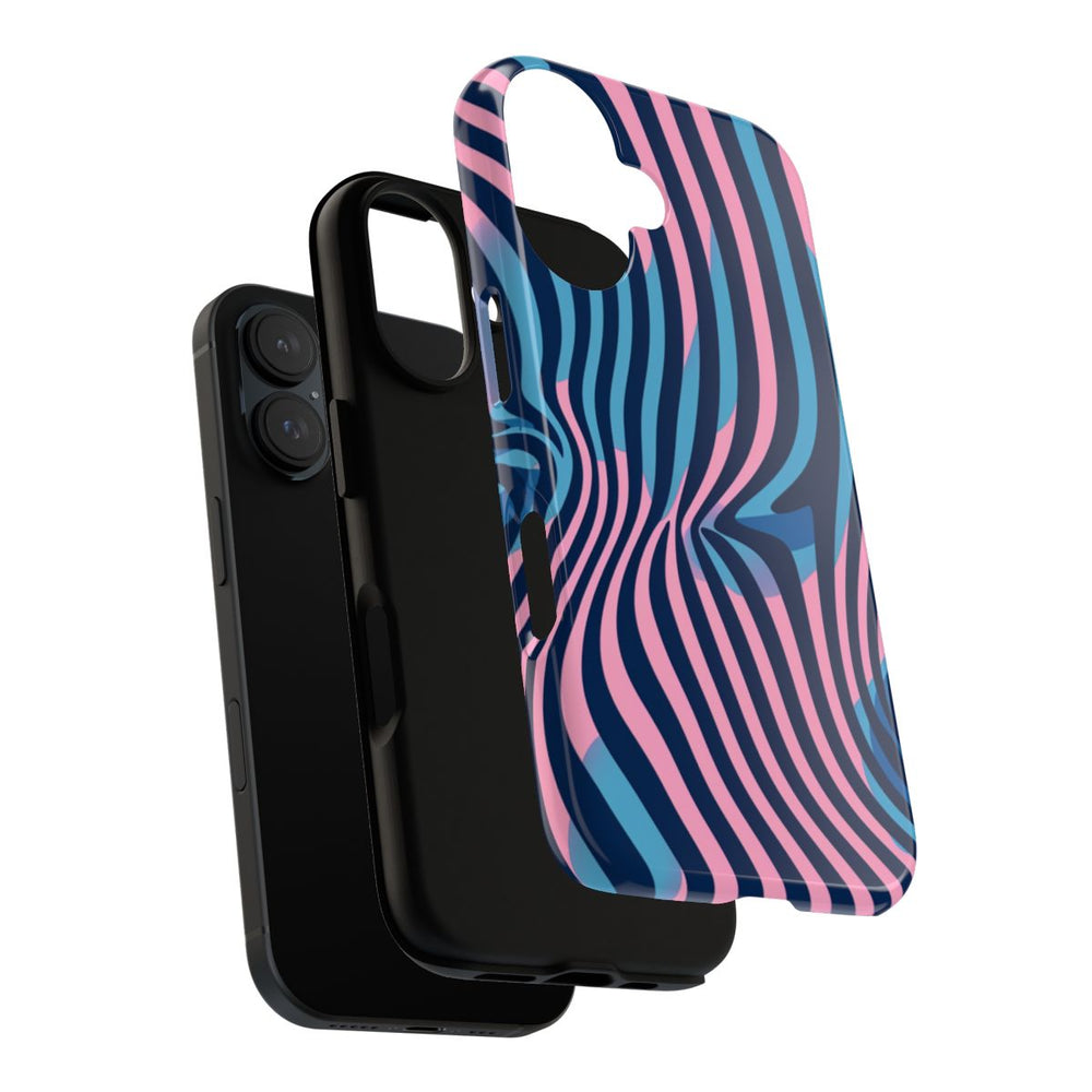 Golvend Blauw-Roze Optische Illusiepatroon