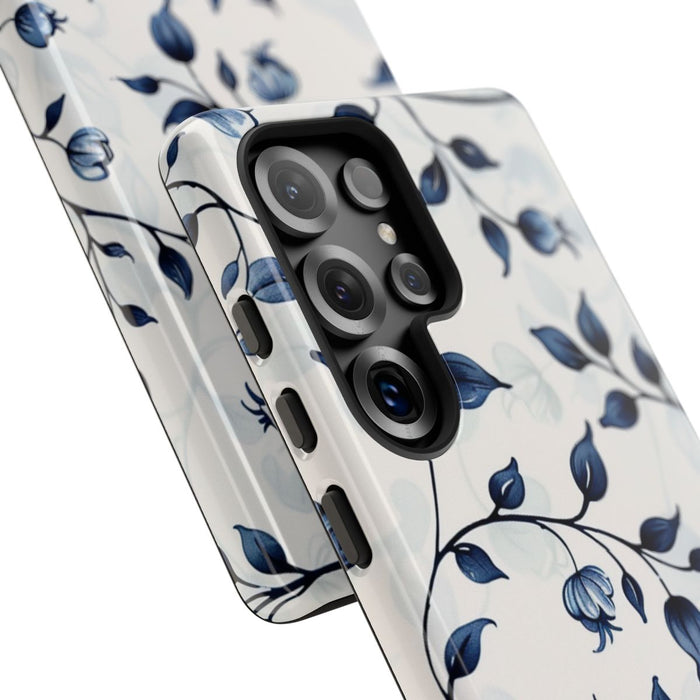 Blauw Bloemenrankenpatroon