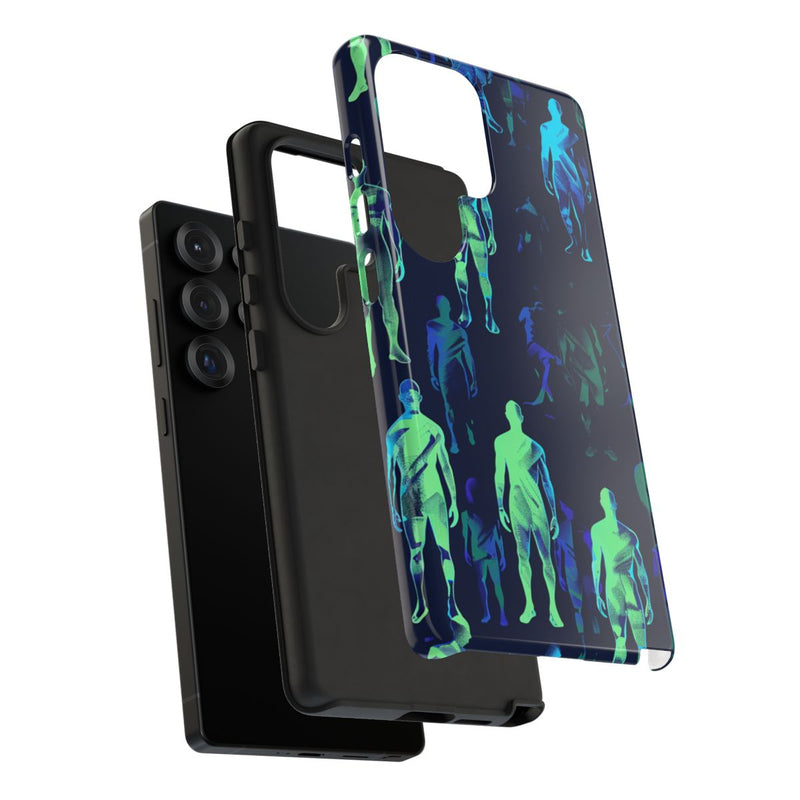 Blauw-Groene Neon Figurenpatroon