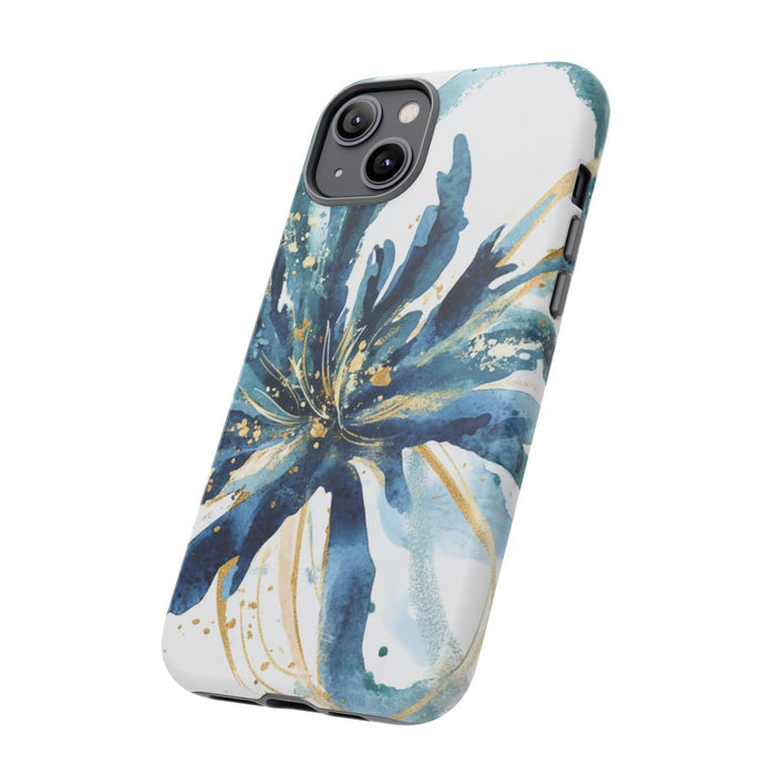 Abstracte Blauwe Bloemen Waterverf Design