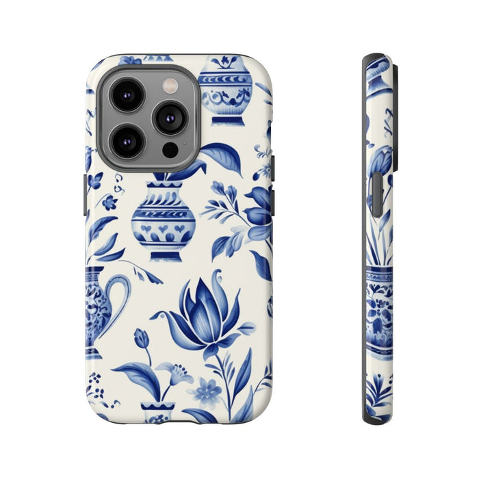 Blauw Bloemmotief met Delfts Vaaspatroon