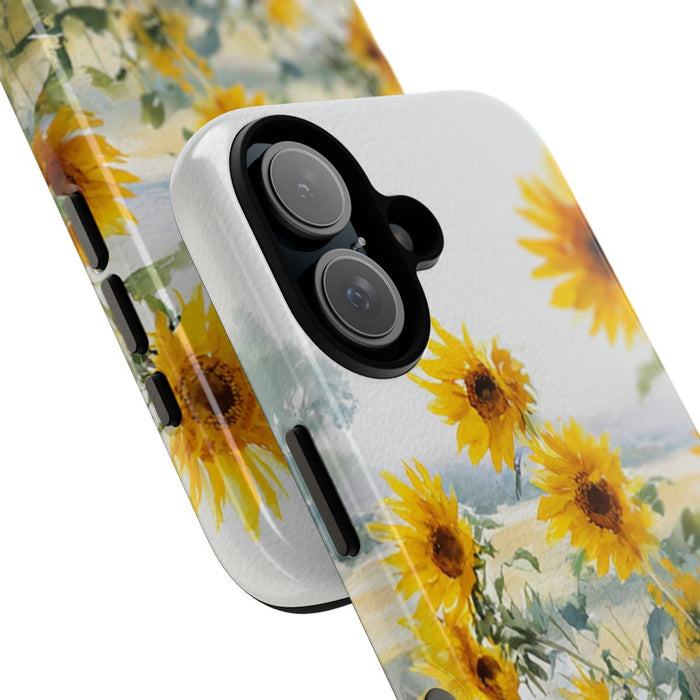 Gele Zonnebloemen in Pastelkleurig Landschap