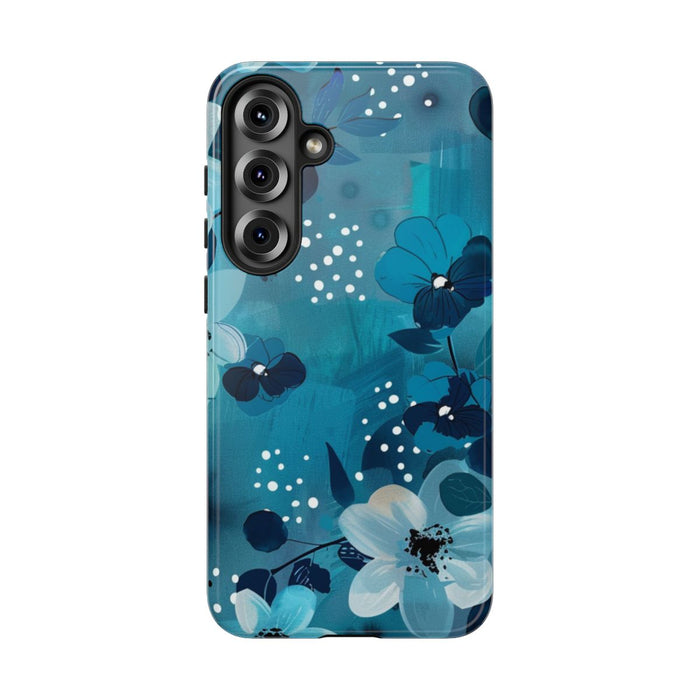 Turquoise Bloemenpatroon met Stippen