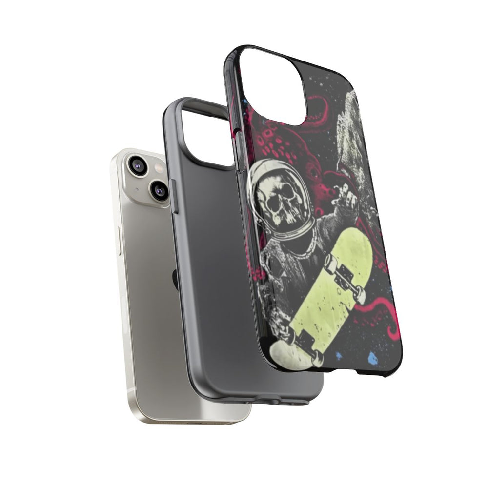 Schedel-Astronaut met Skateboard en Octopus
