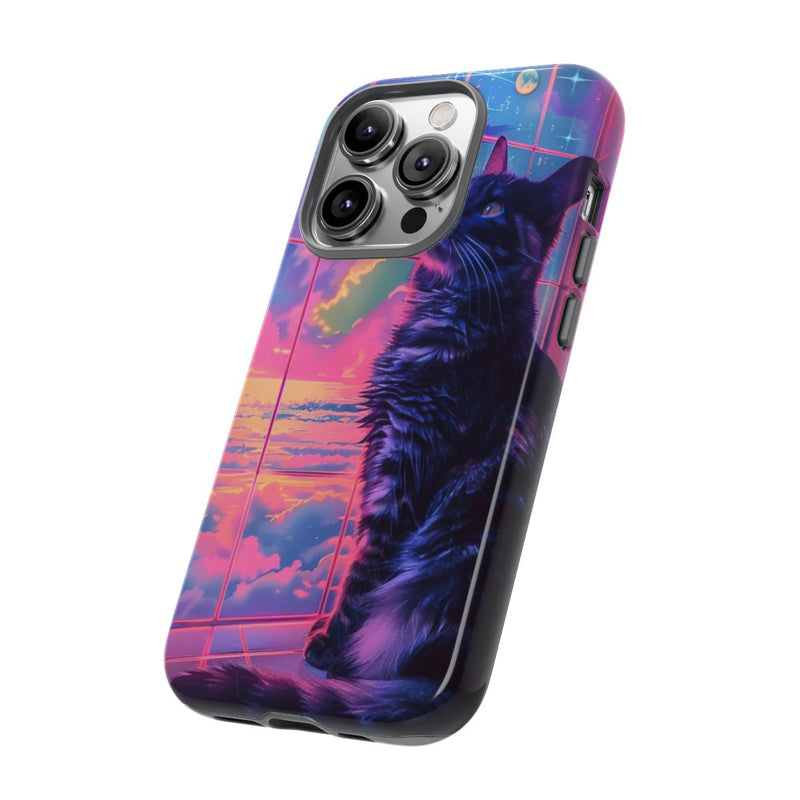 Lofi Vaporwave Kat met Neonlucht