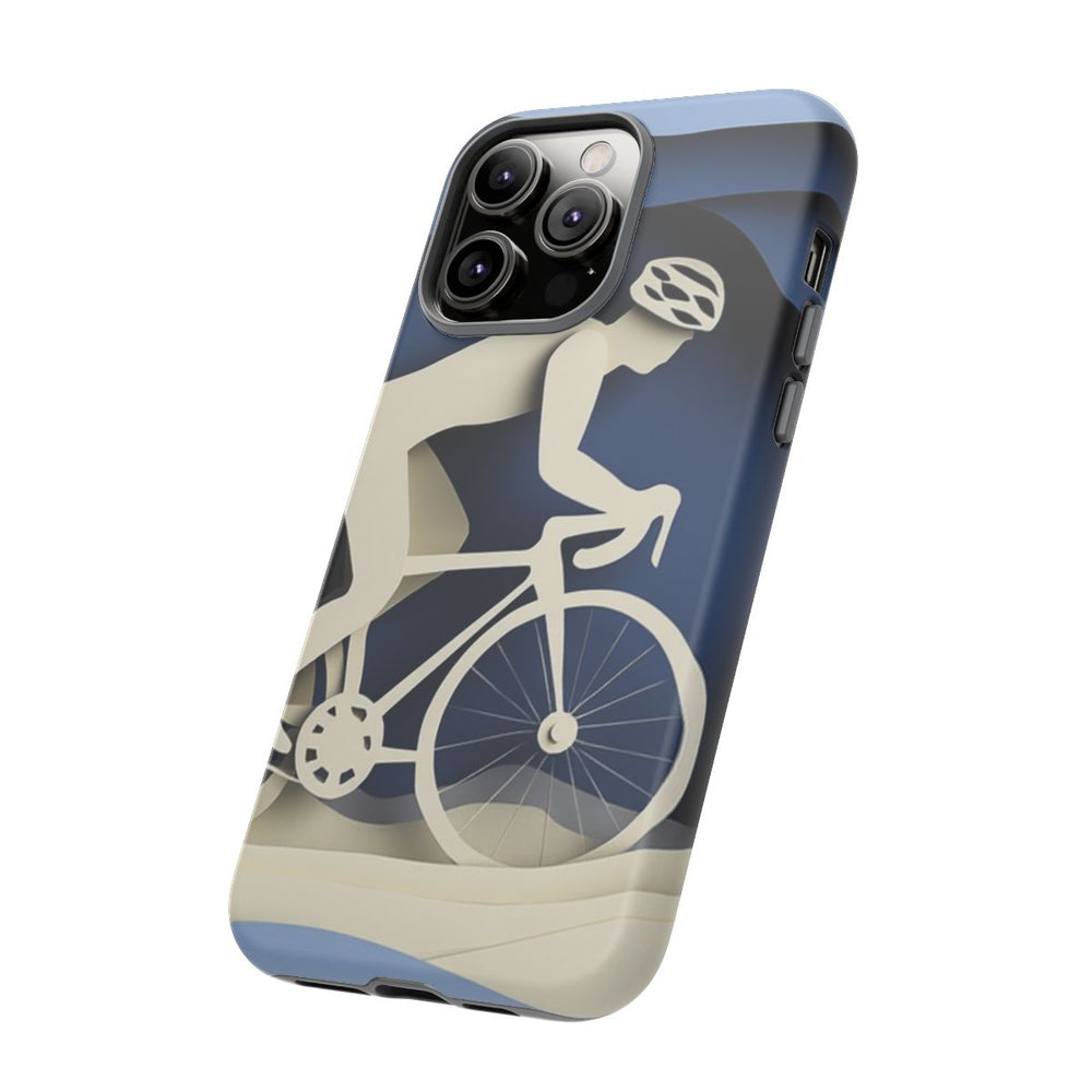 Papierknip Fietser op Blauwe Landschap