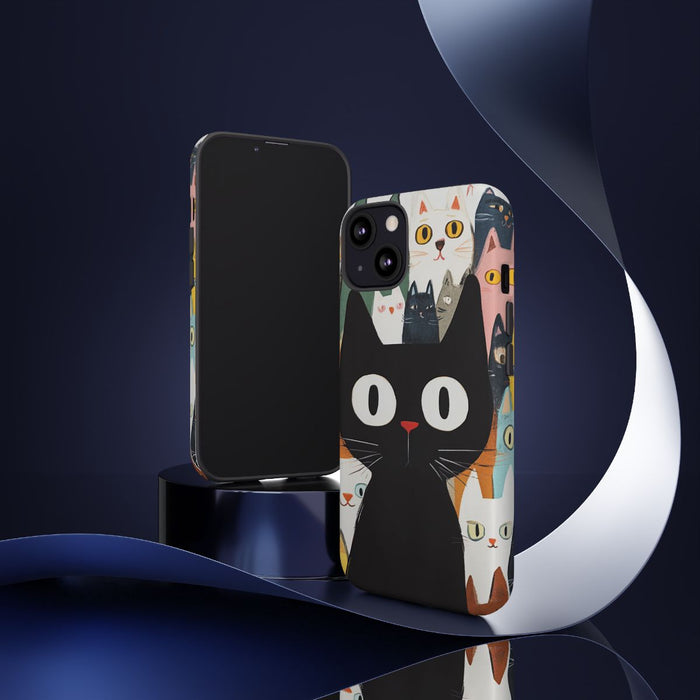 Vrolijke Cartoonkatten met Grote Zwarte Kat