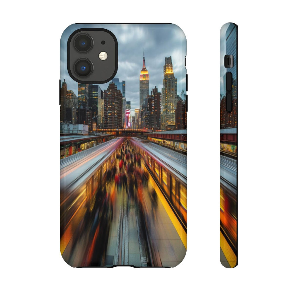 Stedelijke Skyline met Bewegende Metro