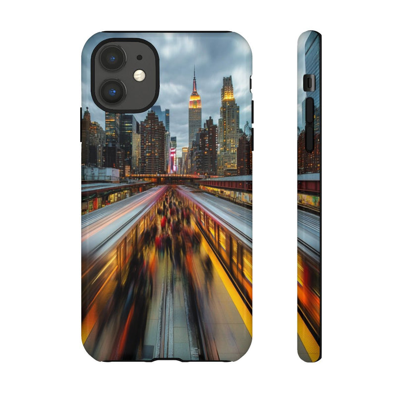 Stedelijke Skyline met Bewegende Metro