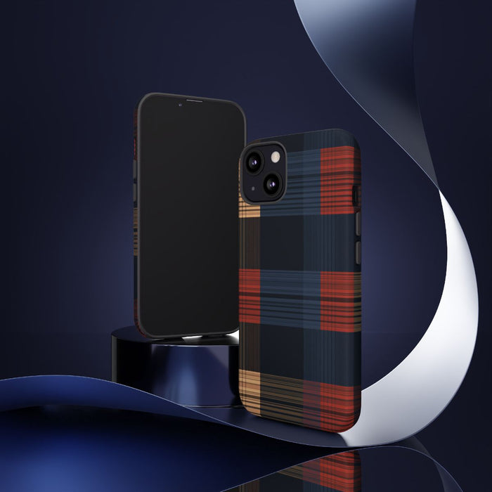 Caramel en Donkerblauw Geruit Patroon