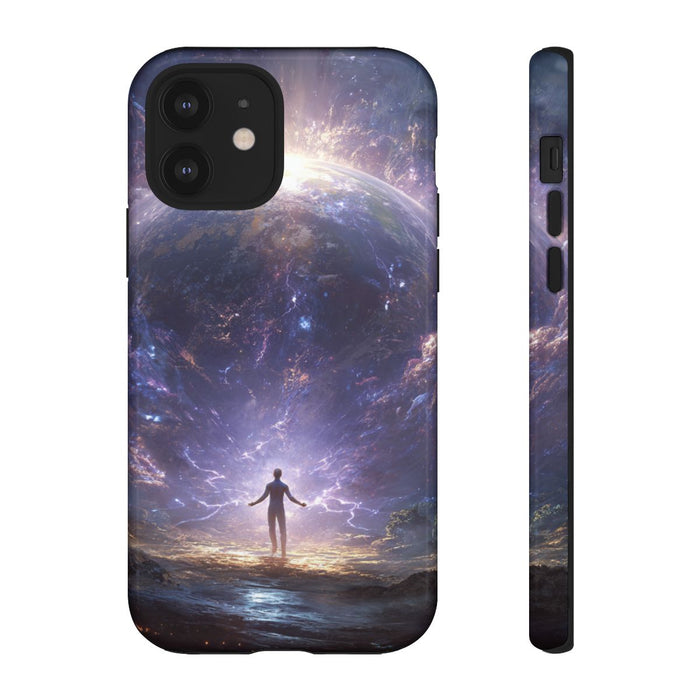 Persoon Tegenover Gloeiende Aarde in Kosmische Energie