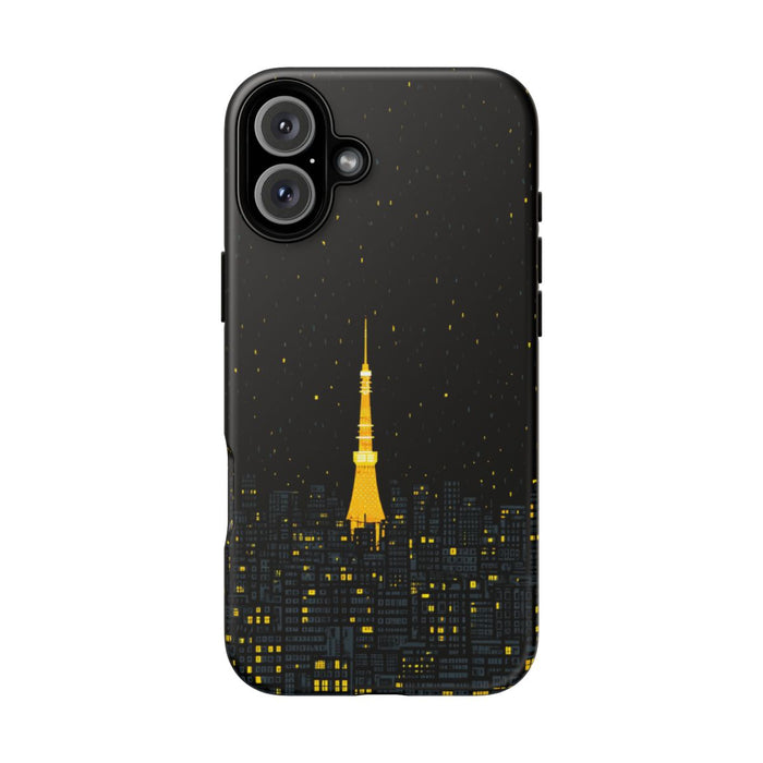 Gloeiende Toren in Nachtelijke Stadsgezicht