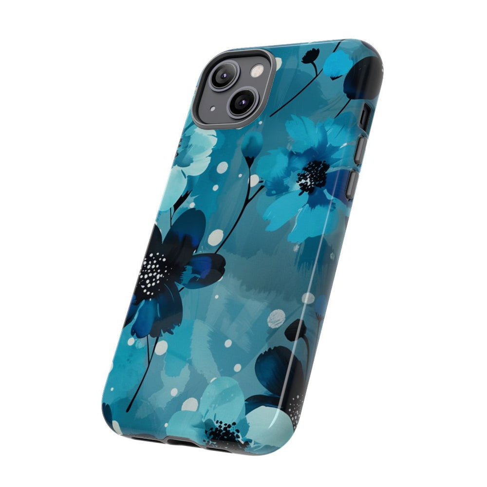 Blauw Bloemenpatroon met Stippen