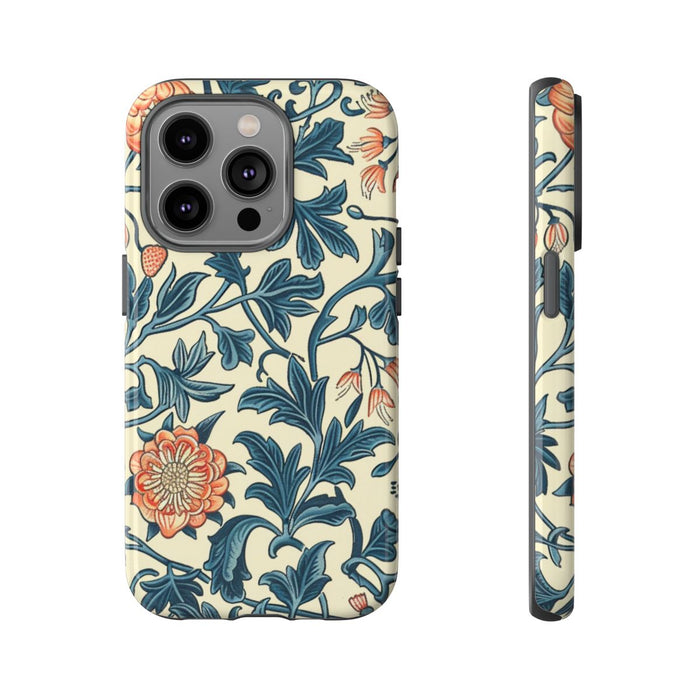 Blauw-Oranje Bloemenpatroon