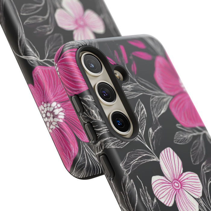 Roze en Witte Bloemenprint
