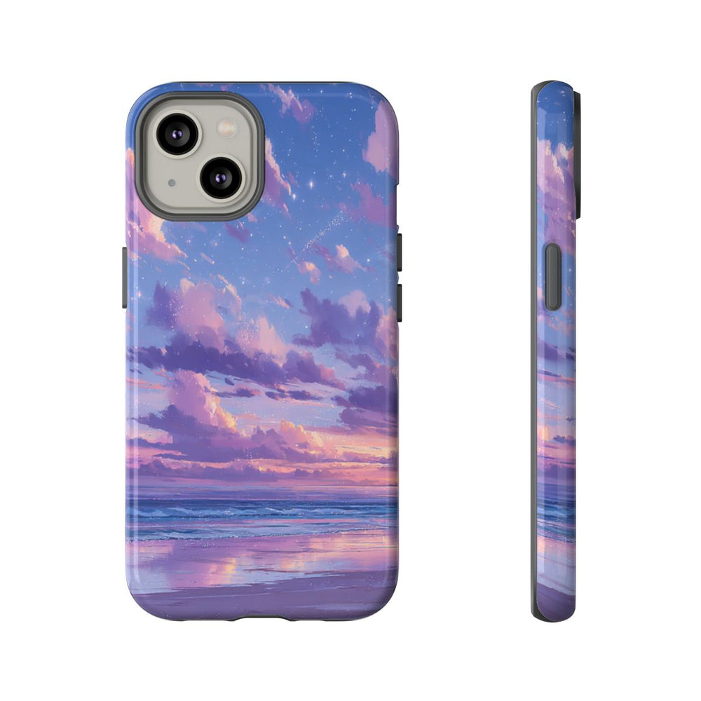 Sereen Paarse Zonsondergang Boven Oceaan