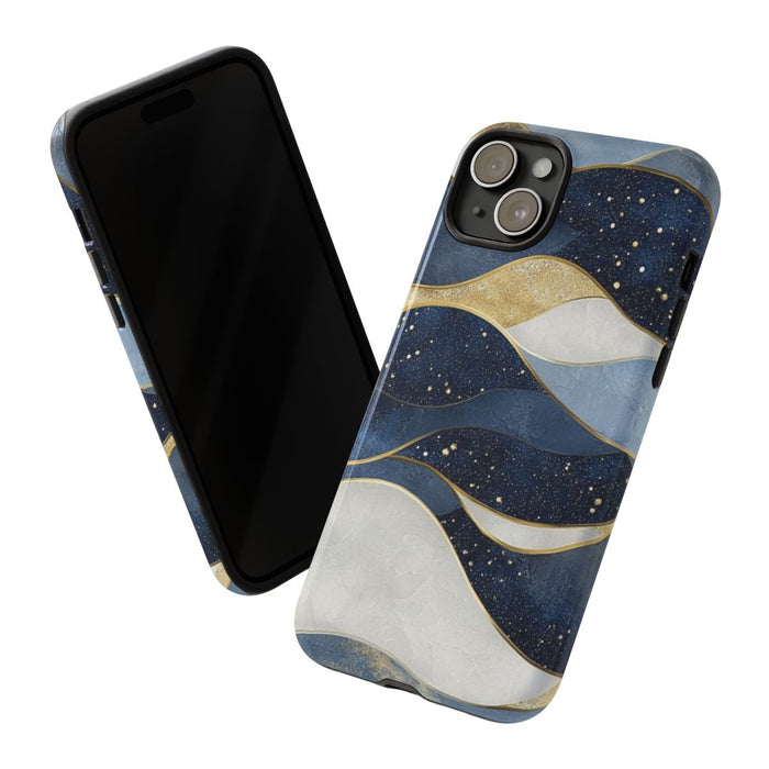 Abstract Blauw-Goud Golvenpatroon