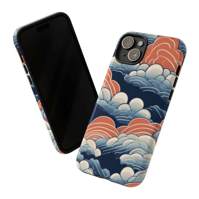 Gestileerd Wolkenpatroon in Blauw en Oranje