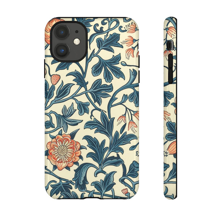 Blauw-Oranje Bloemenpatroon