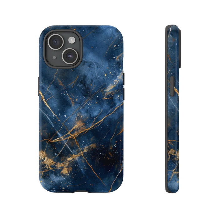 Blauw Marmerpatroon met Gouden Adering