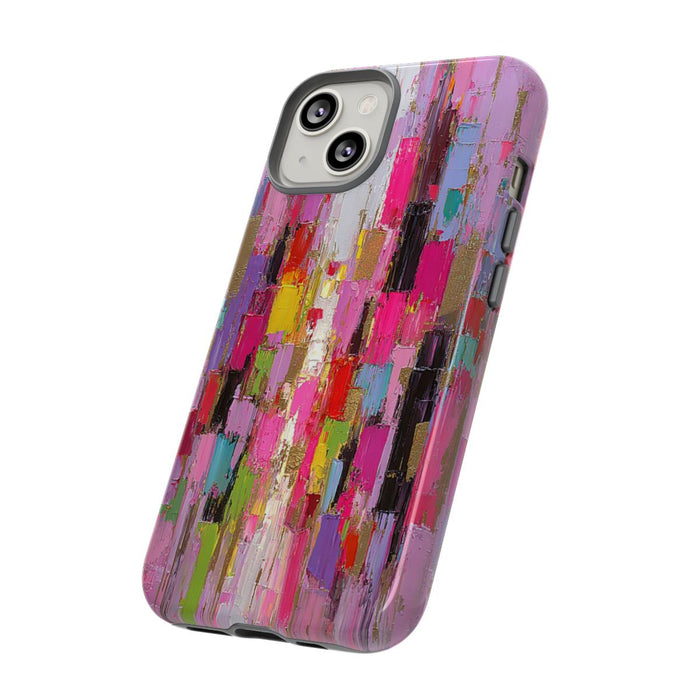 Levendige Abstracte Kleurenblokken met Gouden Accenten