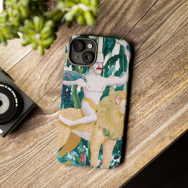 Surrealistische Man met Vogels op Leeuw