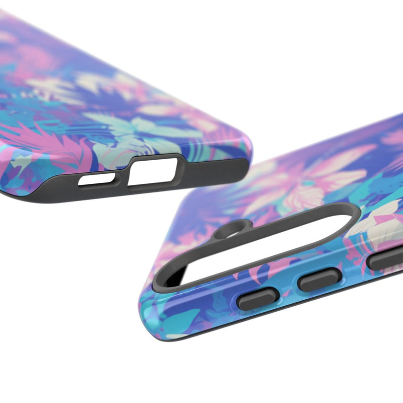 Tropisch Bloemenpatroon in Paars en Cyaan