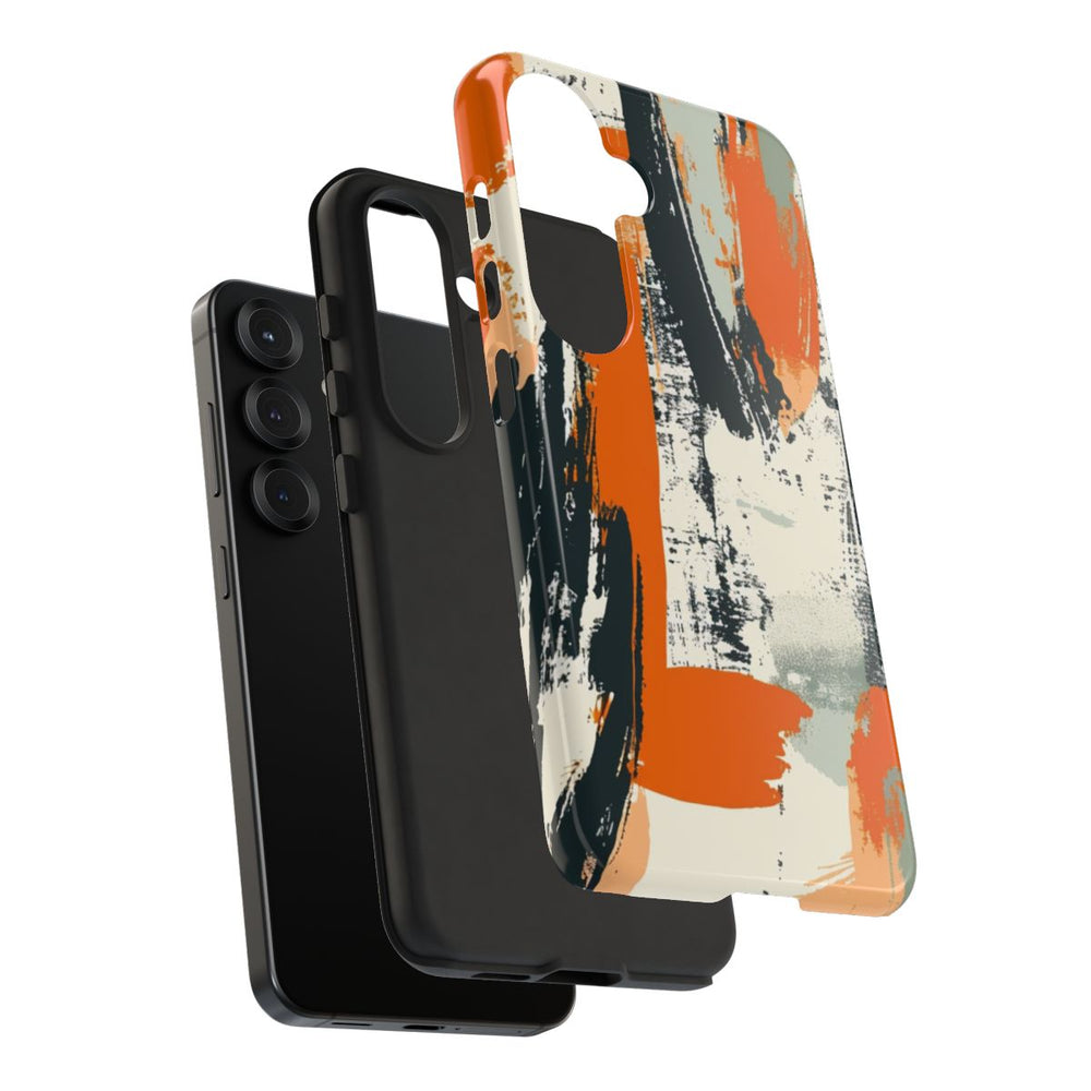 Abstract Oranje-Zwart Penseelstrepenpatroon
