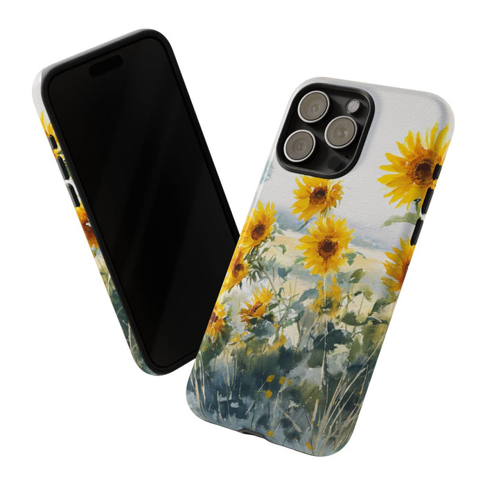 Gele Zonnebloemen in Pastelkleurig Landschap