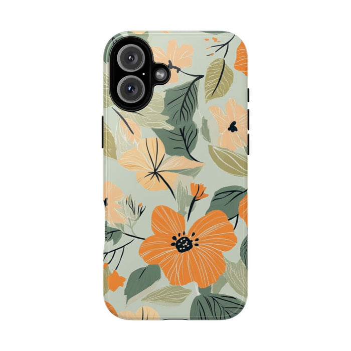 Oranje en Perzik Bloemenpatroon