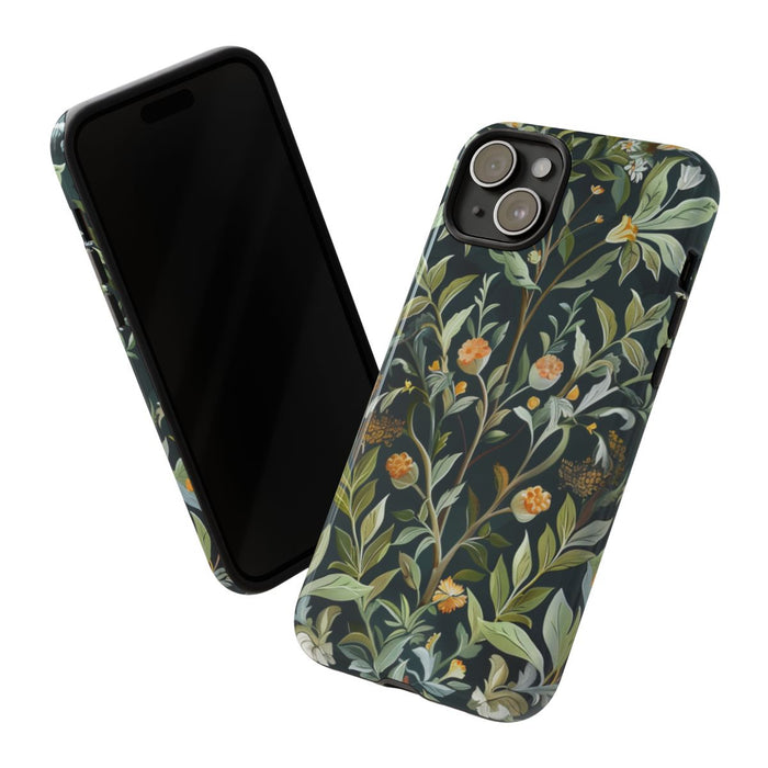 Gedetailleerde Botanische Illustratie met Oranje Bloemen