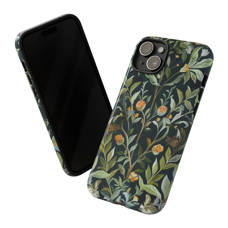 Gedetailleerde Botanische Illustratie met Oranje Bloemen