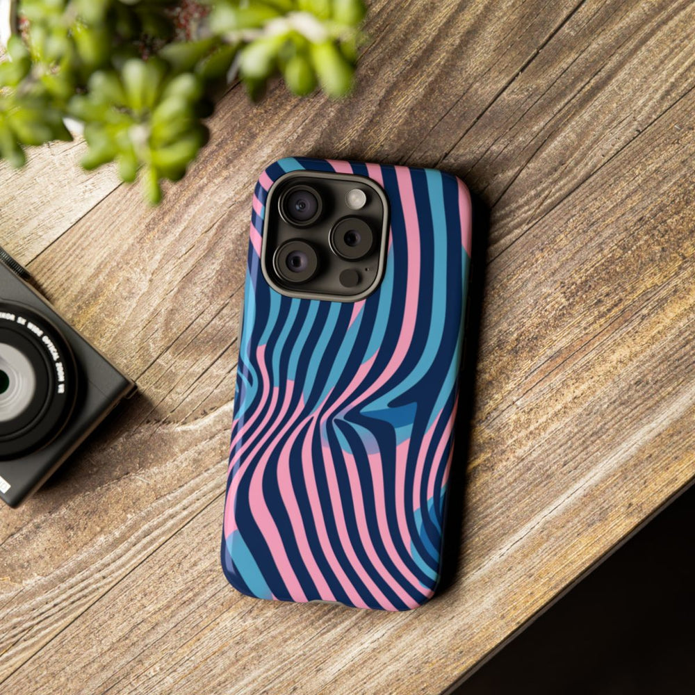 Golvend Blauw-Roze Optische Illusiepatroon