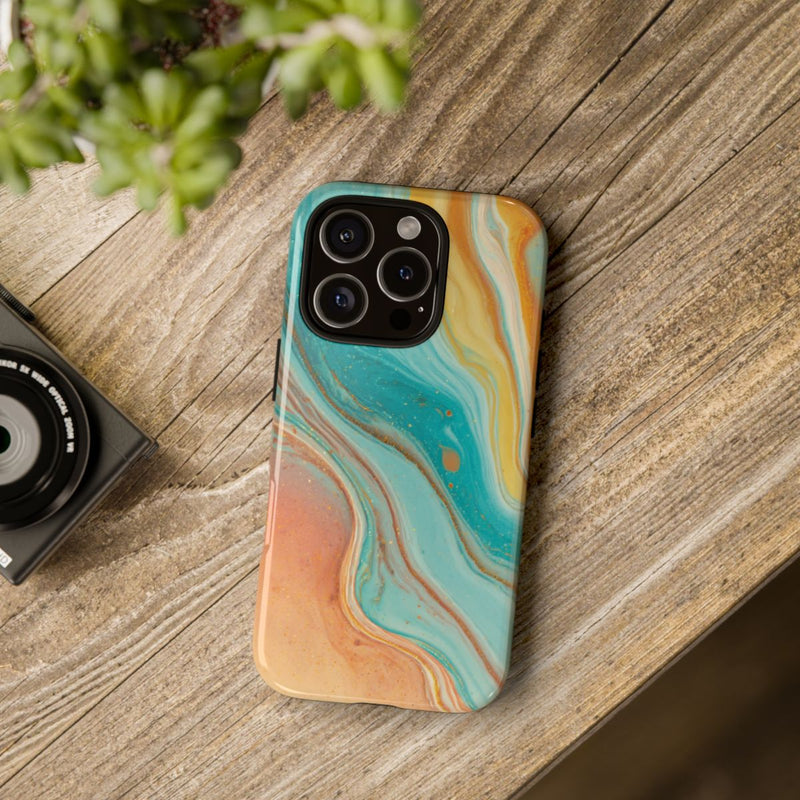 Oranje en Teal Marmer Abstract