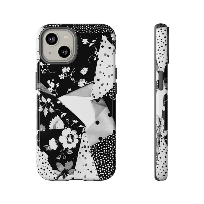 Monochrome Bloemen- en Polkadot Patchwork