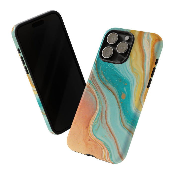 Oranje en Teal Marmer Abstract