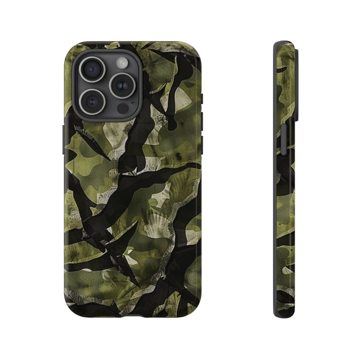 Groen Camouflagepatroon met Zwarte Abstracte Vormen