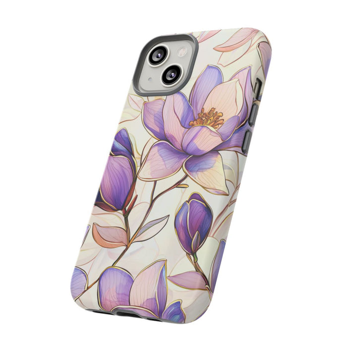 Paarse Magnolia’s in Glas-in-loodpatroon