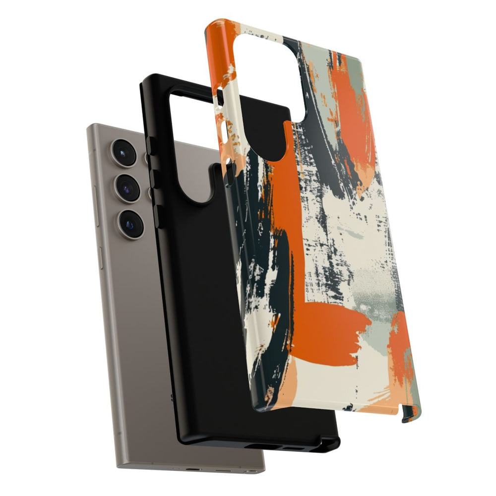 Abstract Oranje-Zwart Penseelstrepenpatroon